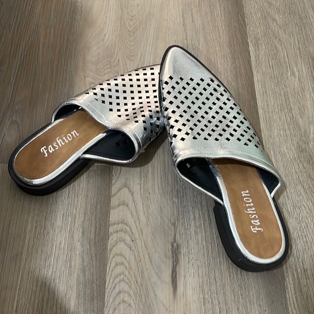 Silver slip on shoes